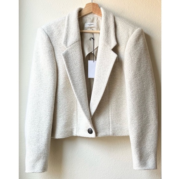 NWT Isabel Marant Etoile Ecru Ivory Maden Single Button Jacket Sz L - Picture 6 of 16